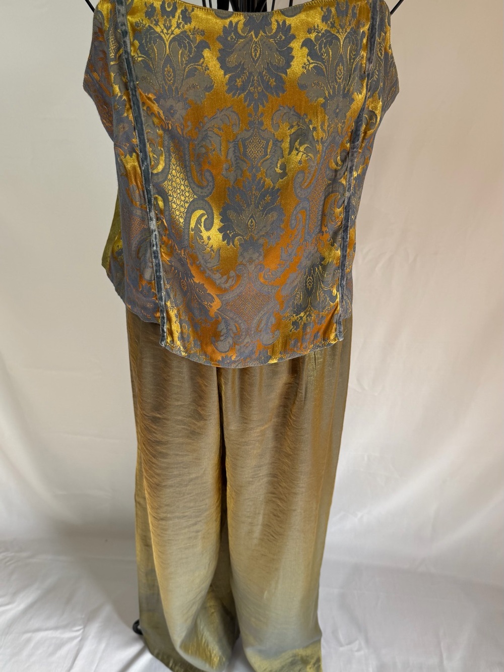 Victoria's Secret Gold and Gray Wide-Leg Jumpsuit Set
